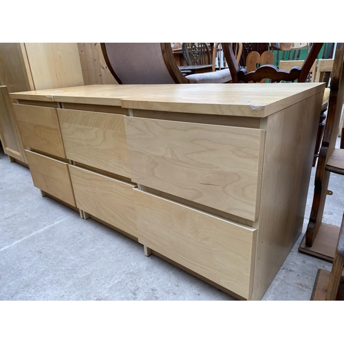 2362 - THREE MODERN TWO DRAWER BEDSIDE CHESTS