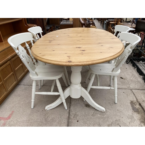 2366 - A MODERN PINE EXTENDING TABLE AND FOUR VICTORIAN STYLE CHAIRS