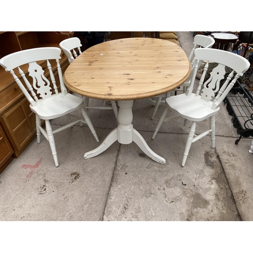 2366 - A MODERN PINE EXTENDING TABLE AND FOUR VICTORIAN STYLE CHAIRS