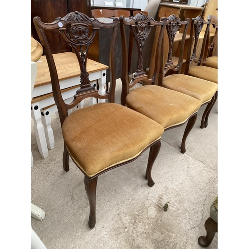 2368 - A SET OF FOUR EDWARDIAN MAHOGANY PARLOUR CHAIRS AND A PAIR OF VICTORIAN MAHOGANY DINING CHAIRS