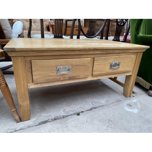 2374 - A  MODERN OAK COFFEE TABLE WITH FOUR DRAWERS