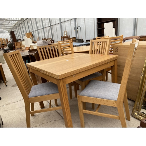 2392 - AN 'IKEA NORRNAS' DRAW-LEAF DINING TABLE AND FOUR CHAIRS