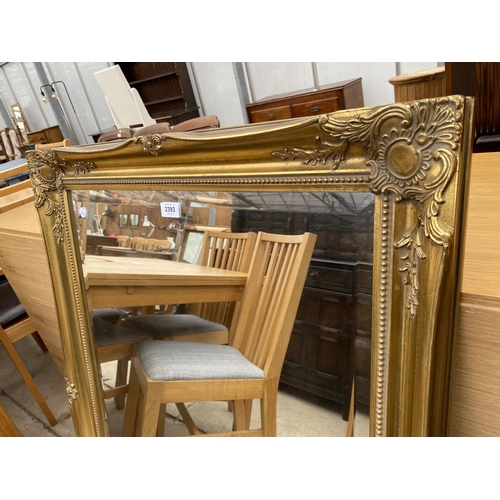 2393 - A GILT FRAMED 'THE GALLERY' WALL MIRROR WITH BEVEL EDGE, 42X30