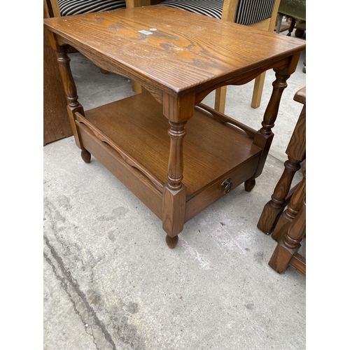 2396 - AN OAK 'JAYCEE' TWO TIER TABLE WITH SINGLE DRAWER