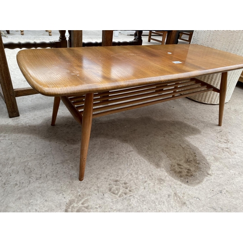 2409 - AN 'ERCOL' STYLE TWO TIER COFFEE TABLE