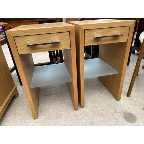 2412 - A PAIR OF 'NORTHCROFT' OAK BEDSIDE TABLES