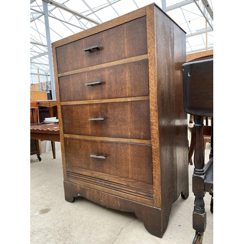 2419 - AN ART DECO OAK CHEST OF FOUR DRAWERS, 27