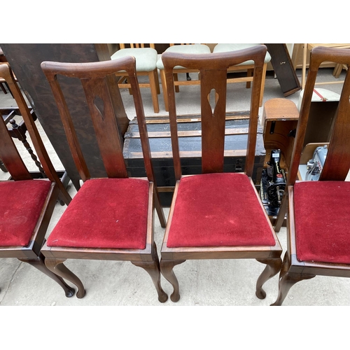 2468 - A SET OF SIX MAHOGANY QUEEN ANNE STYLE DINING CHAIRS