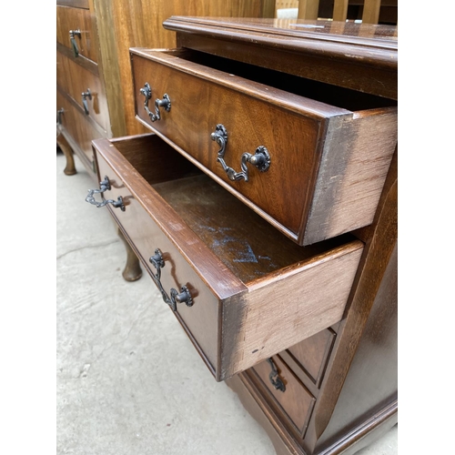 2476 - A MINIATURE MAHOGANY AND CROSSBANDED CHEST OF FOUR DRAWERS ON BRACKET FEET, 17.5