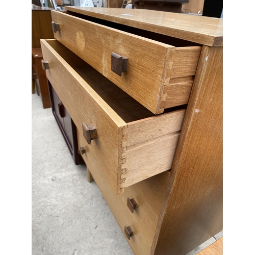 2490 - A RETRO TEAK CHEST OF FIVE DRAWERS, 31.5