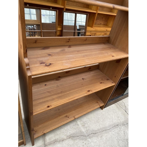 2504 - A MODERN PINE WATERFALL OPEN BOOKCASE, 36.5