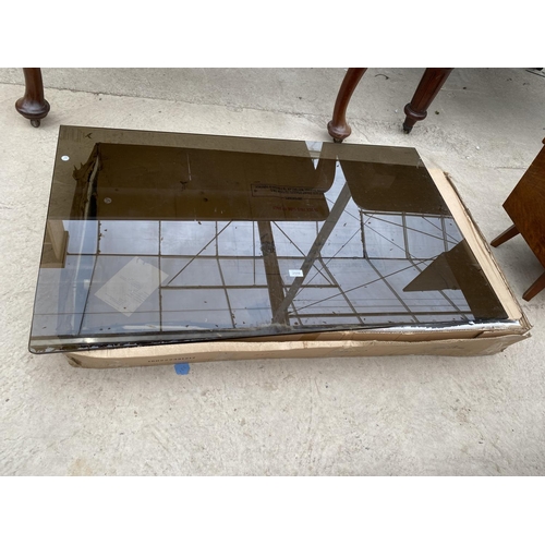 2508 - A 'SOFOLOGY ZARA' COFFEE TABLE ON X-FRAME BASE, WITH BLACK TEMPERED GLASS TOP, 49X29.5