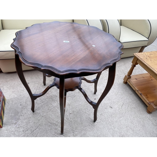 2514 - A LATE VICTORIAN TWO TIER MAHOGANY CENTRE TABLE WITH WAVY RIM, 30