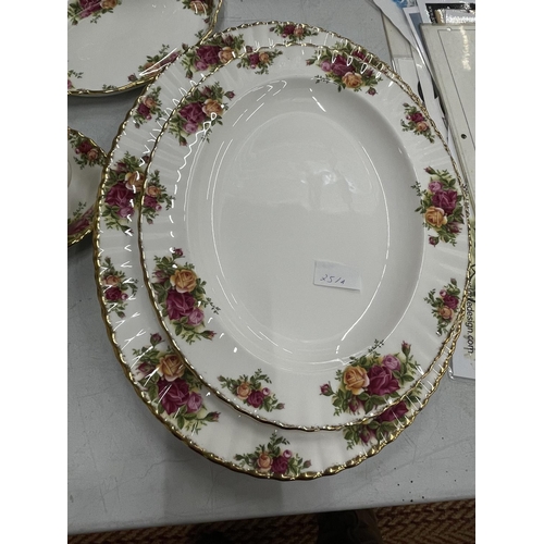 251A - A LARGE QUANTITY OF ROYAL ALBERT OLD COUNTRY ROSES TO INCLUDE PLATTERS, SAUCE BOAT AND PLATE, CEREAL... 