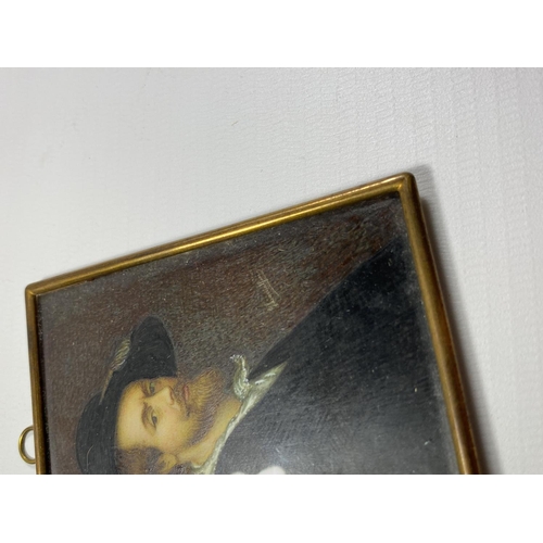 10 - AFTER PETER PAUL RUBENS PORTRAIT MINIATURE IN GILT FRAME, 9 X 7CM