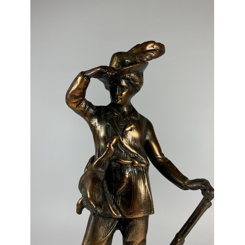 17 - A SPELTER MODEL OF A CAVALIER SOLDIER, HEIGHT 31CM