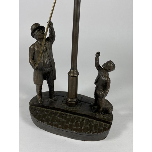 18 - A B.A ORMOND BRONZE EFFECT MODEL OF A  LAMPLIGHTER, LIMITED EDITION /5000, SIGNED TO BASE, HEIGHT 27... 