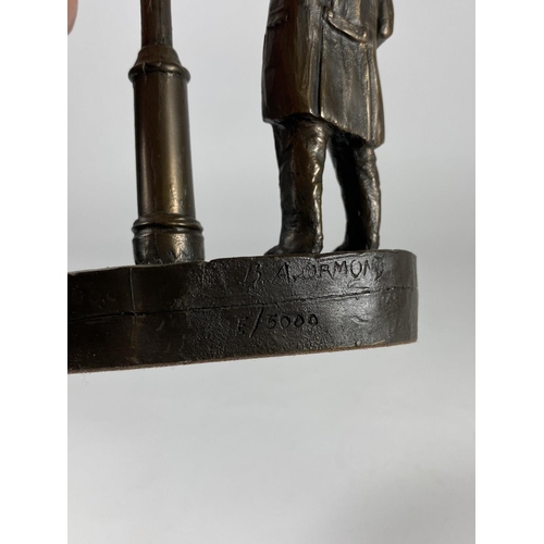 18 - A B.A ORMOND BRONZE EFFECT MODEL OF A  LAMPLIGHTER, LIMITED EDITION /5000, SIGNED TO BASE, HEIGHT 27... 