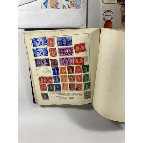 308 - A MIXED GROUP OF ASSORTED STAMPS TO INCLUDE THE QUICKCHANGE STAMP ALBUM CONTAINING ASSORTED G.B & FU... 