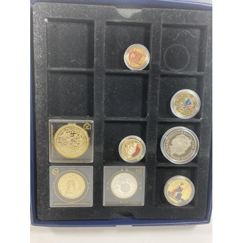 314 - A MIXED LOT OF COMMEMORATIVE AND FURTHER COINS TO INCLUDE THREE MILLIONAIRES COLLECTION SILVER COINS... 