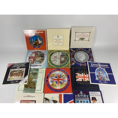 315 - A COLLECTION OF 1982 - 2000 UNCIRCULATED COIN SETS (ONLY MISSING 1993)