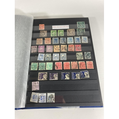 361 - AN AUSTRALIAN VICTORIAN STATES STAMPS IN BLUE ALBUM