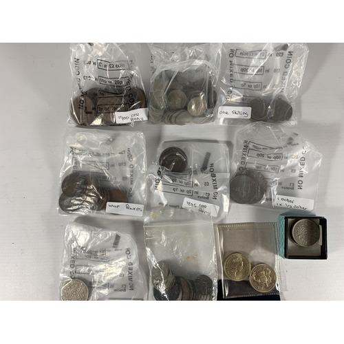 372 - A LARGE QUANTITY OF ASSORTED G.B COINS TO INCLUDE 1948 HALF CROWN, SIXPENCES, SHILLINGS ETC