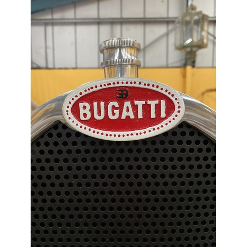 44 - A CHROME BUGATTI STYLE RADIATOR ON A BASE HEIGHT 49CM