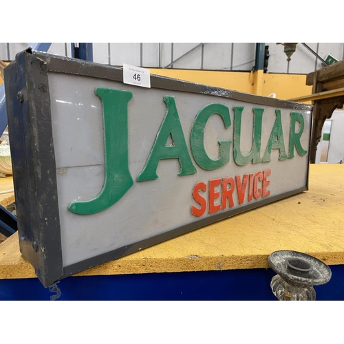 46 - A JAGUAR SERVICE ILLUMINATED BOX SIGN, 68 X 22 X 10CM