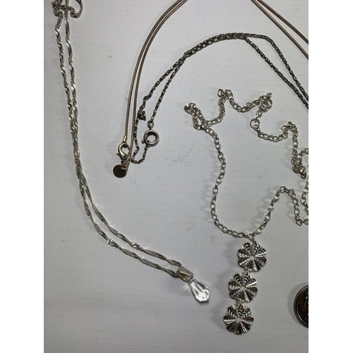 677 - A GROUP OF FOUR ASSORTED SILVER NECKLACES