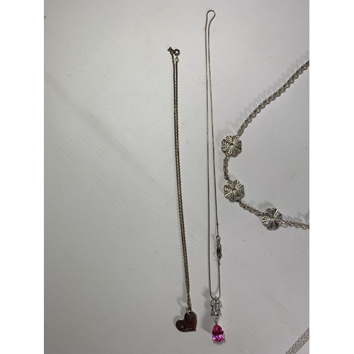 678 - A GROUP OF FOUR ASSORTED SILVER NECKLACES