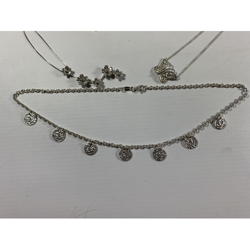 679 - A GROUP OF FOUR ASSORTED SILVER NECKLACES