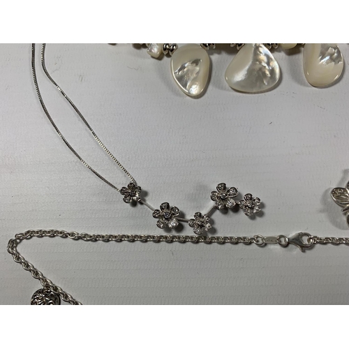 679 - A GROUP OF FOUR ASSORTED SILVER NECKLACES