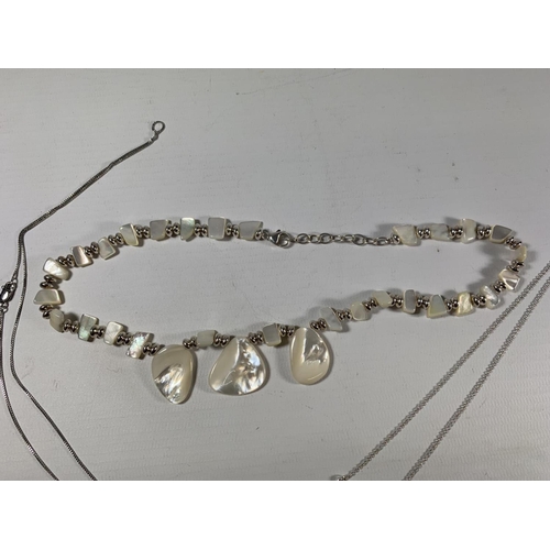 679 - A GROUP OF FOUR ASSORTED SILVER NECKLACES