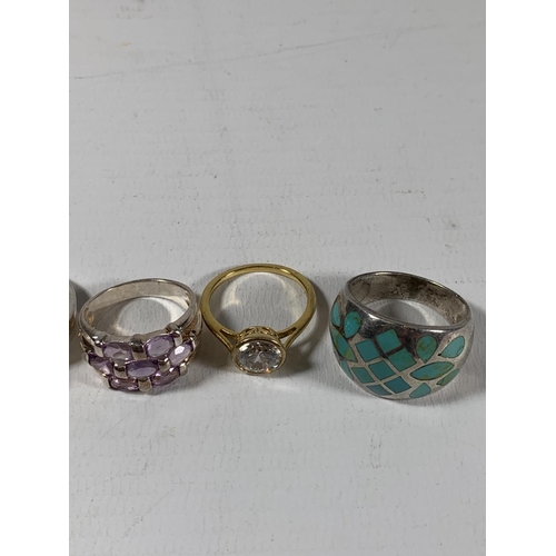 680 - A GROUP OF FIVE ASSORTED SILVER RINGS