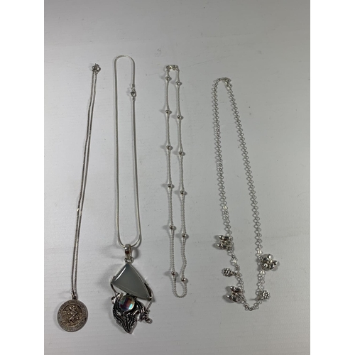 682 - A GROUP OF FOUR ASSORTED SILVER NECKLACES