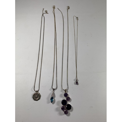 683 - A GROUP OF FOUR ASSORTED SILVER NECKLACES