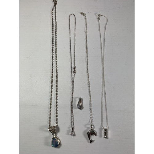 684 - A GROUP OF FOUR ASSORTED SILVER NECKLACES