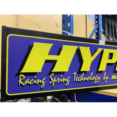 74 - A LARGE 'HYPERPRO' ILLUMINATED SIGN, 100 X 28 X 14CM, AS NEW AND WORKING AT TIME OF CATALOGUING