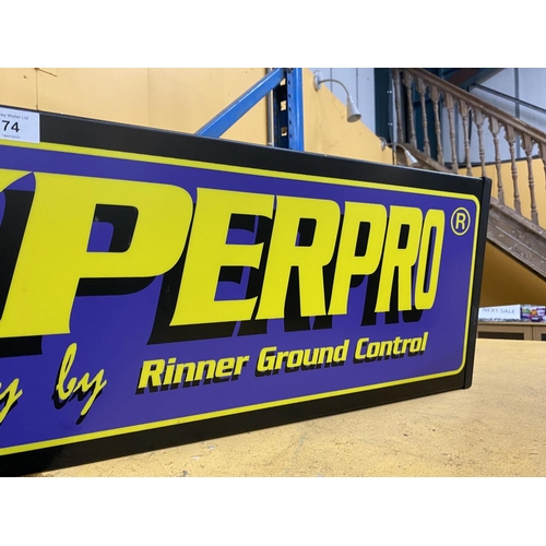 74 - A LARGE 'HYPERPRO' ILLUMINATED SIGN, 100 X 28 X 14CM, AS NEW AND WORKING AT TIME OF CATALOGUING