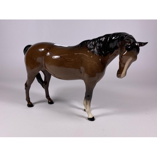 760 - A ROYAL DOULTON BROWN GLOSS MARE FACING LEFT HORSE FIGURE