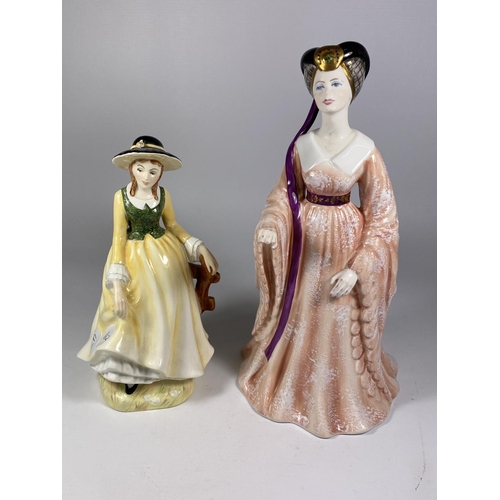 762 - TWO CERAMIC LADY FIGURES TO INCLUDE A COALPORT HOUSE OF LANCASTER & ELEGANCE (A/F)