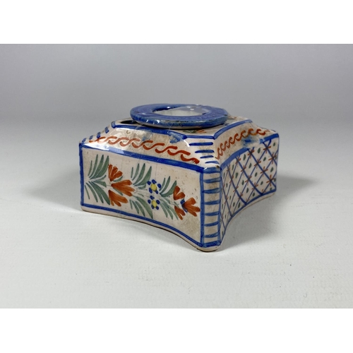 765 - A FRENCH QUIMPER POTTERY INKWELL