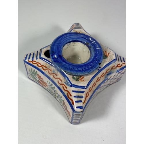 765 - A FRENCH QUIMPER POTTERY INKWELL