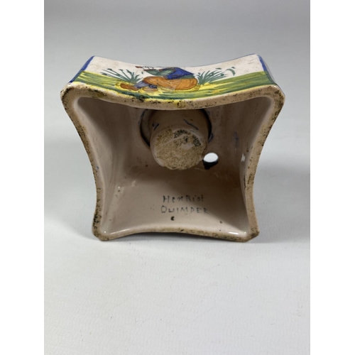 765 - A FRENCH QUIMPER POTTERY INKWELL