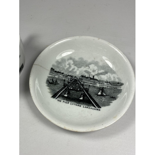 798 - A 19TH CENTURY PORCLEAIN CUP & SAUCER WITH LYTHAM, LANCASHIRE SCENES