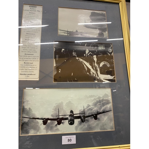 80 - A GILT FRAMED AVRO LANCASTER MK1 PICTURE