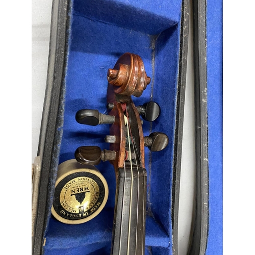 94 - A FULL SIZE CASED SCOTTISH VIOLIN, LABEL FOR DONALD RIDDELL, INVERNESS, 1974