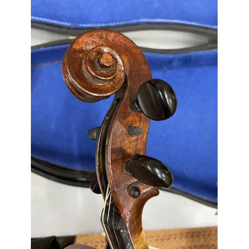 94 - A FULL SIZE CASED SCOTTISH VIOLIN, LABEL FOR DONALD RIDDELL, INVERNESS, 1974