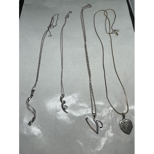 689 - A GROUP OF FOUR ASSORTED SILVER NECKLACES